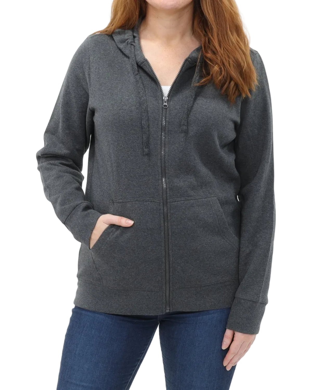Women's Full-Zip Fleece Hoodie - Charcoal Heather - Front