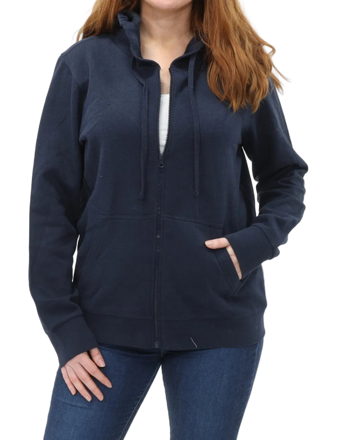Women's Full-Zip Fleece Hoodie - Navy - Front