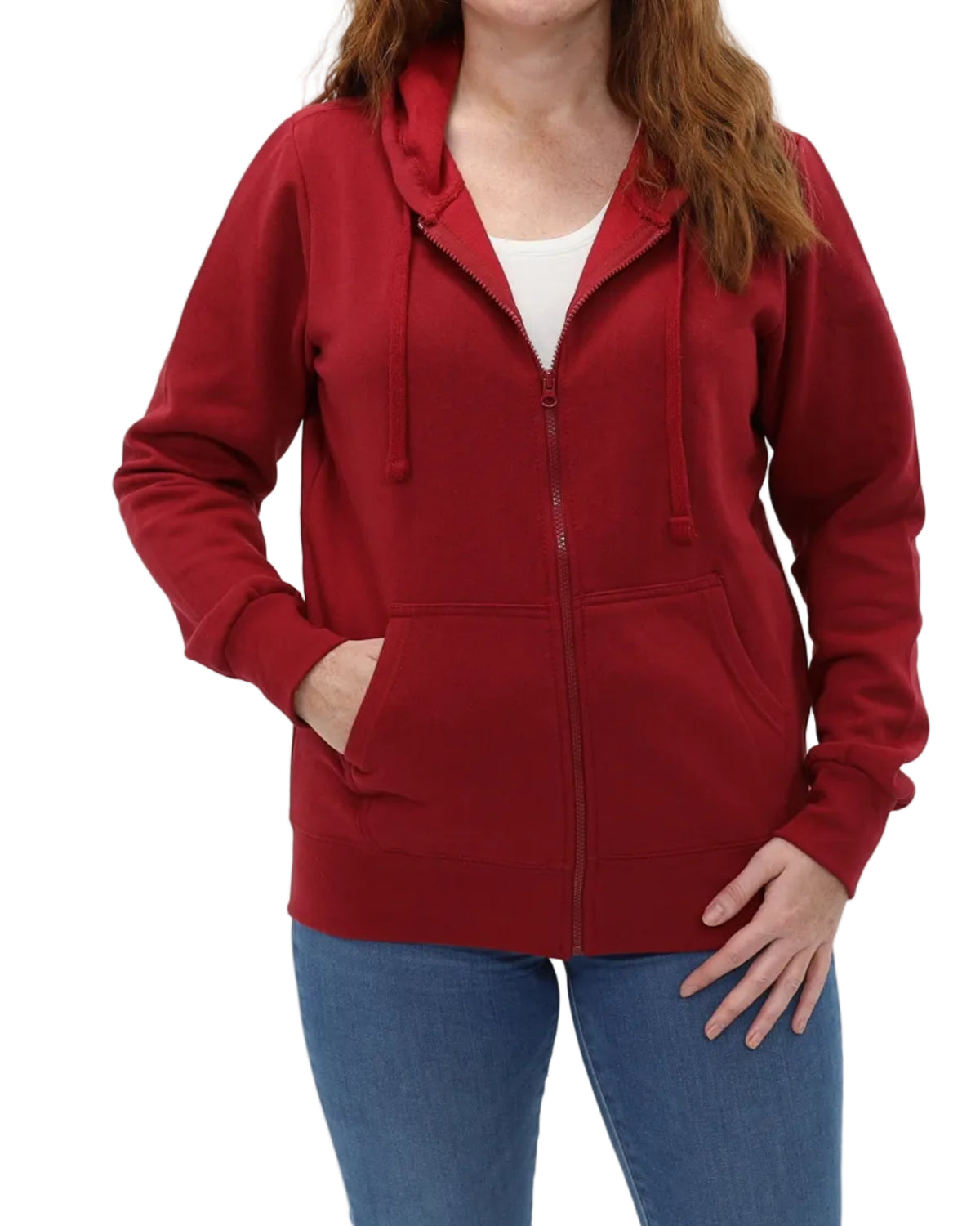 Women's Full-Zip Fleece Hoodie - Cardinal Heather - Front