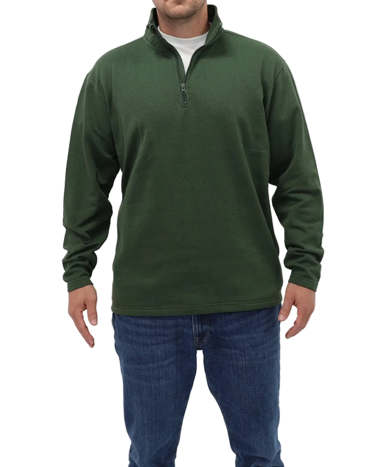 Men's Quarter-Zip Fleece Pullover - Army Green - Front