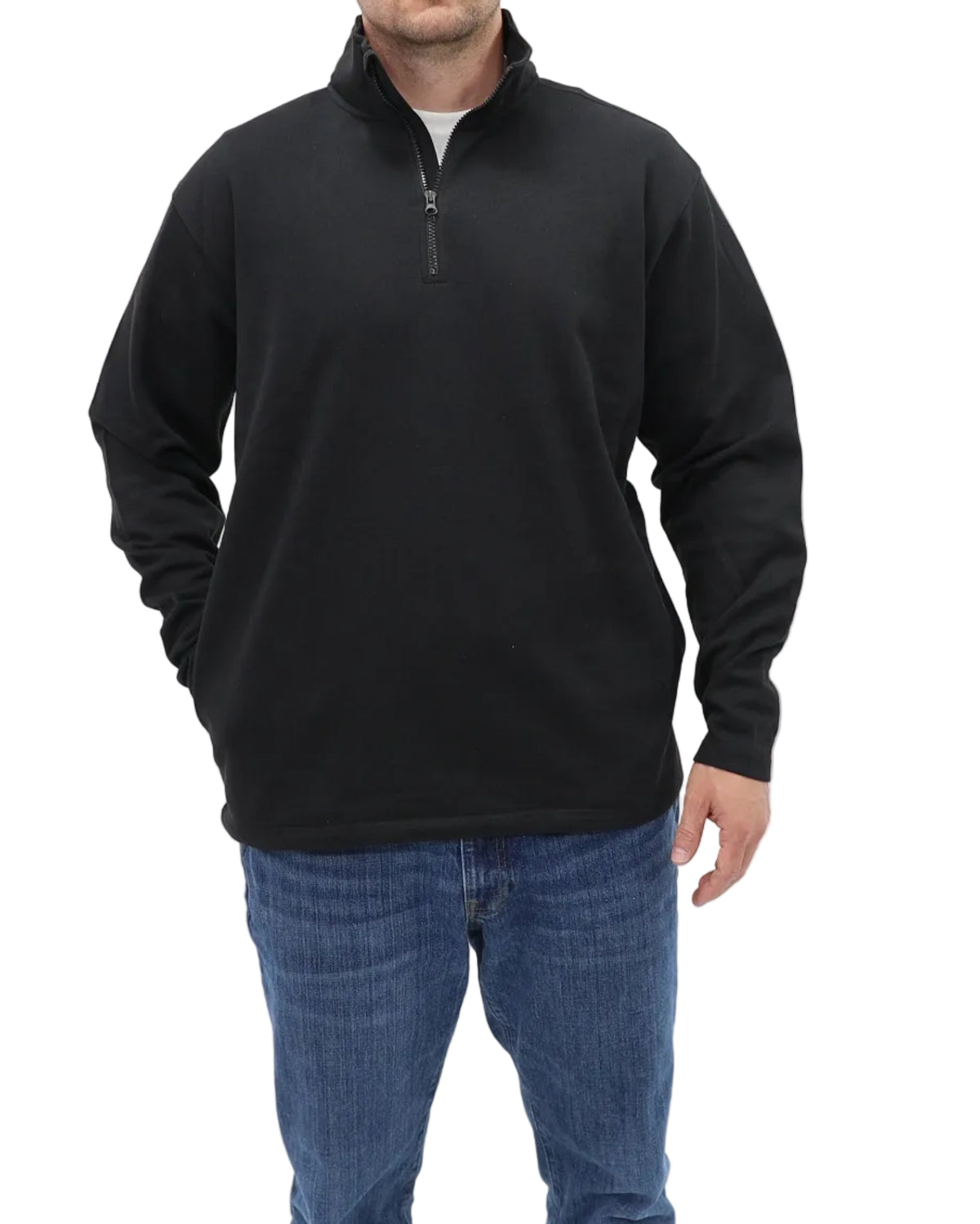 Men's Quarter-Zip Fleece Pullover - Black - Front