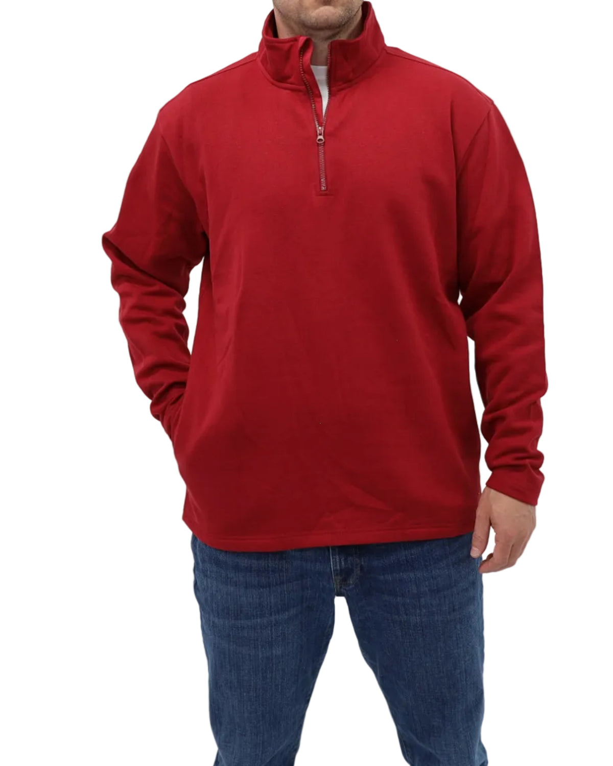 Men's Quarter-Zip Fleece Pullover - Cardinal Red - Front