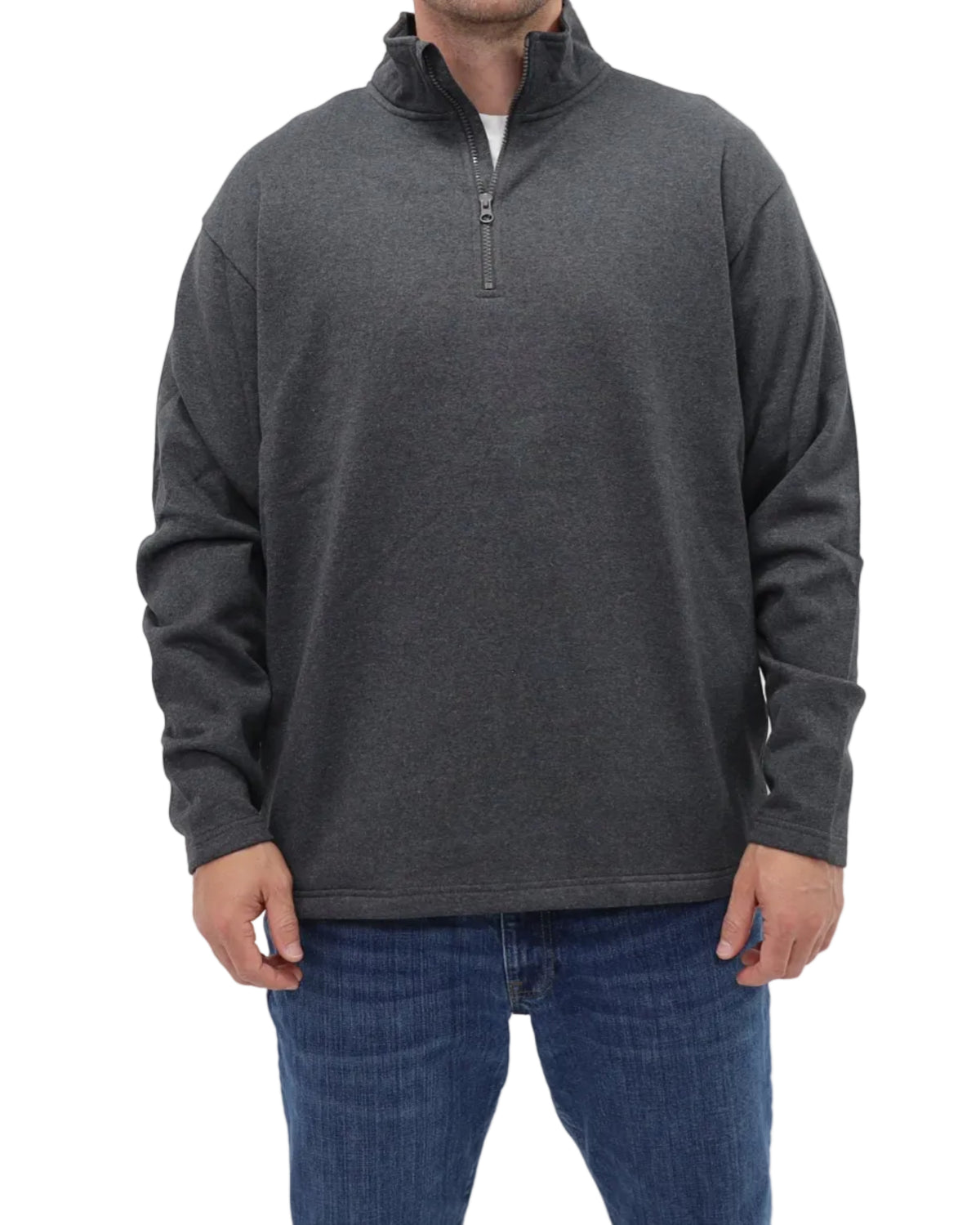 Men's Quarter-Zip Fleece Pullover - Charcoal Heather - Front