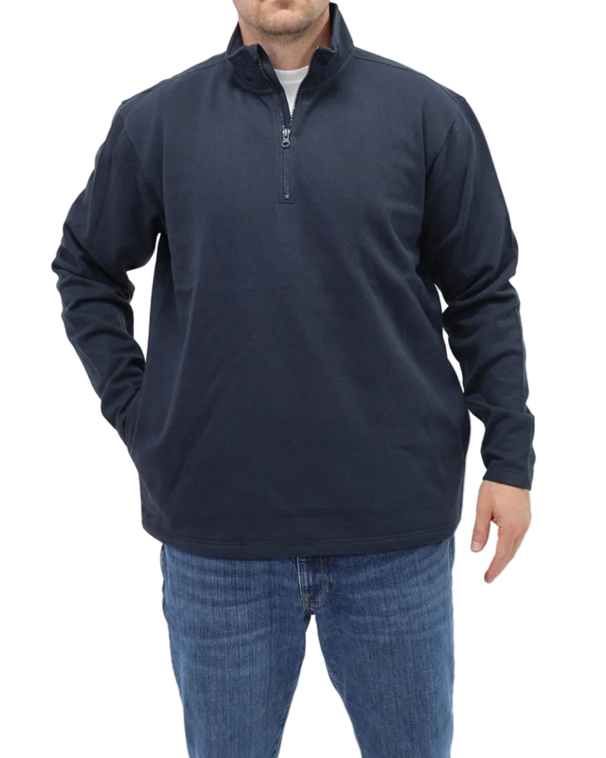 Men's Quarter-Zip Fleece Pullover - Navy - Front