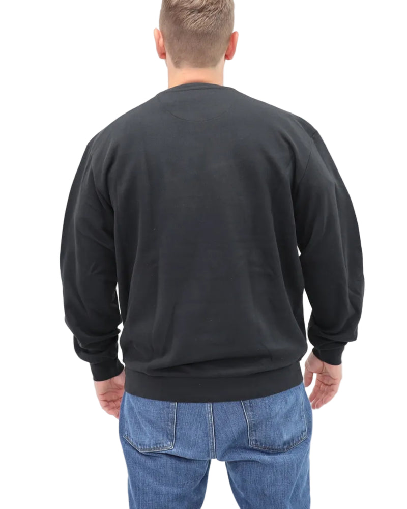 Men's Crew Neck Fleece Sweatshirt - Black - Back