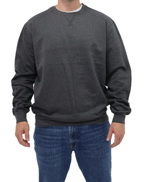 Men's Crew Neck Fleece Sweatshirt - Charcoal Heather - Front