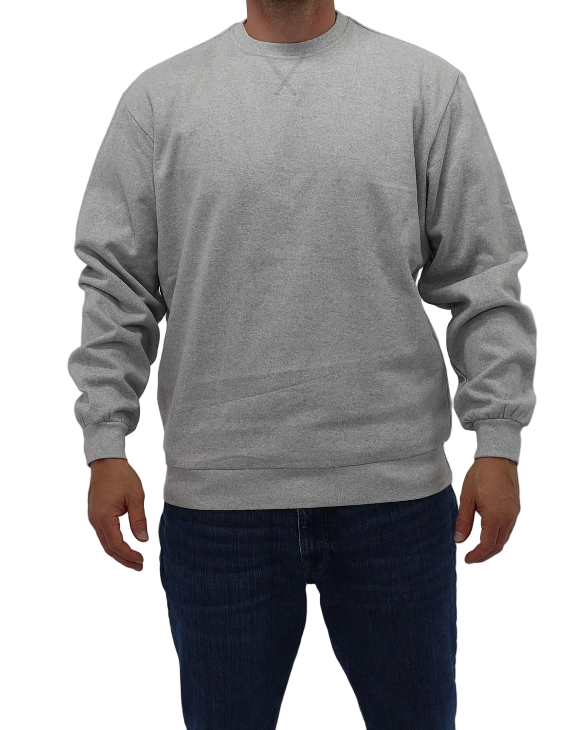 Men's Crew Neck Fleece Sweatshirt - Light Grey Heather - Front