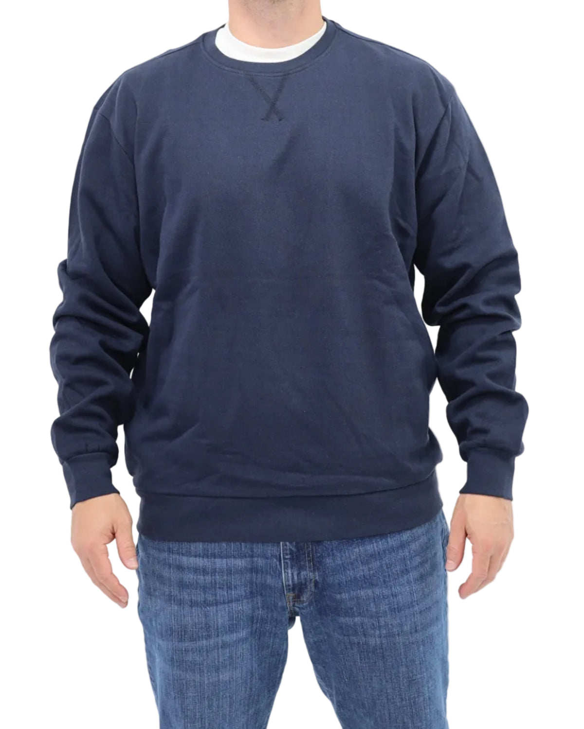 Men's Crew Neck Fleece Sweatshirt - Navy - Front