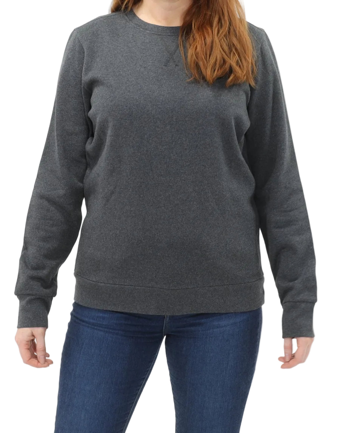 Women's Crew Neck Fleece Sweatshirt - Charcoal Heather - Front