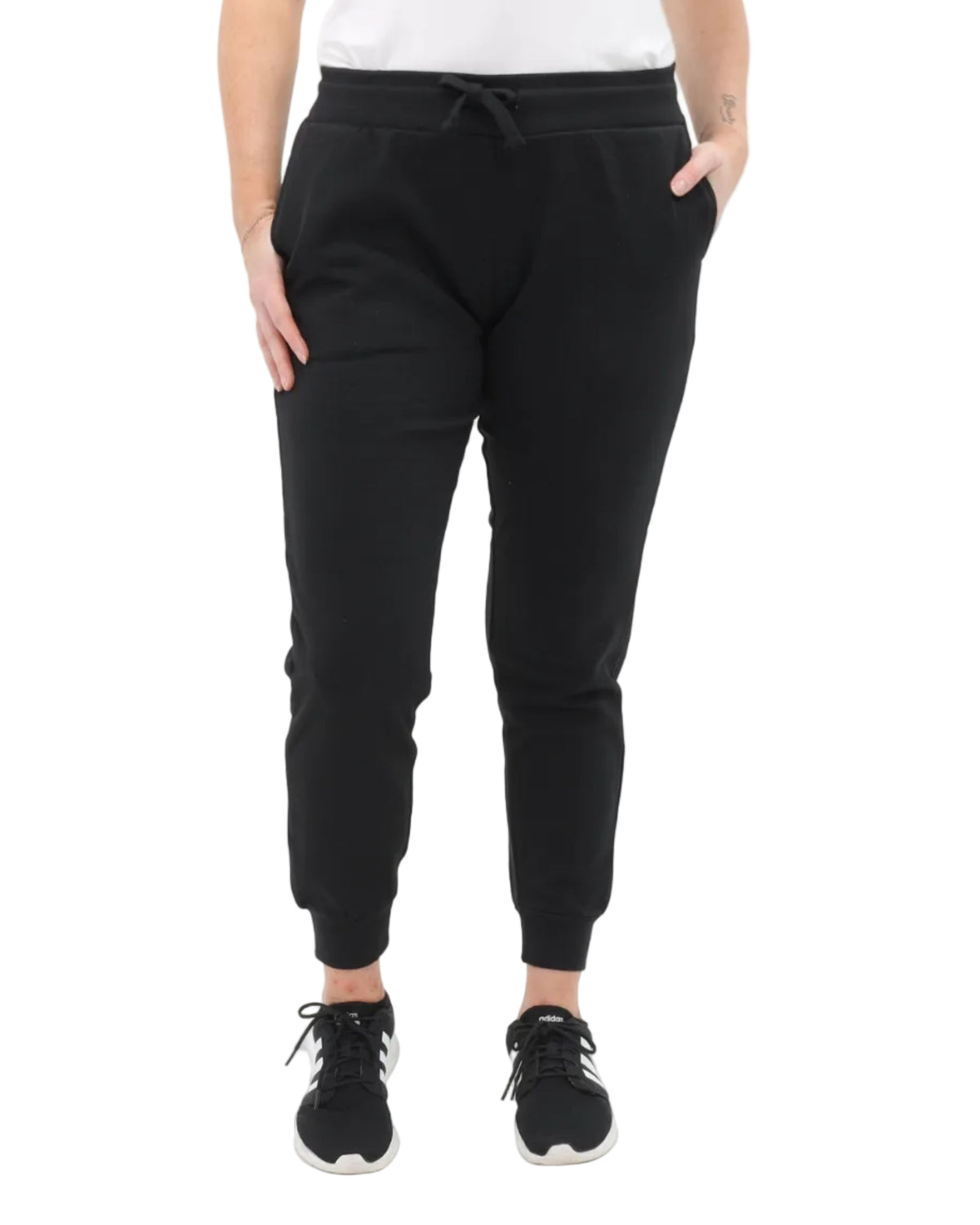Women's Fleece Sweatpants - Black - Front