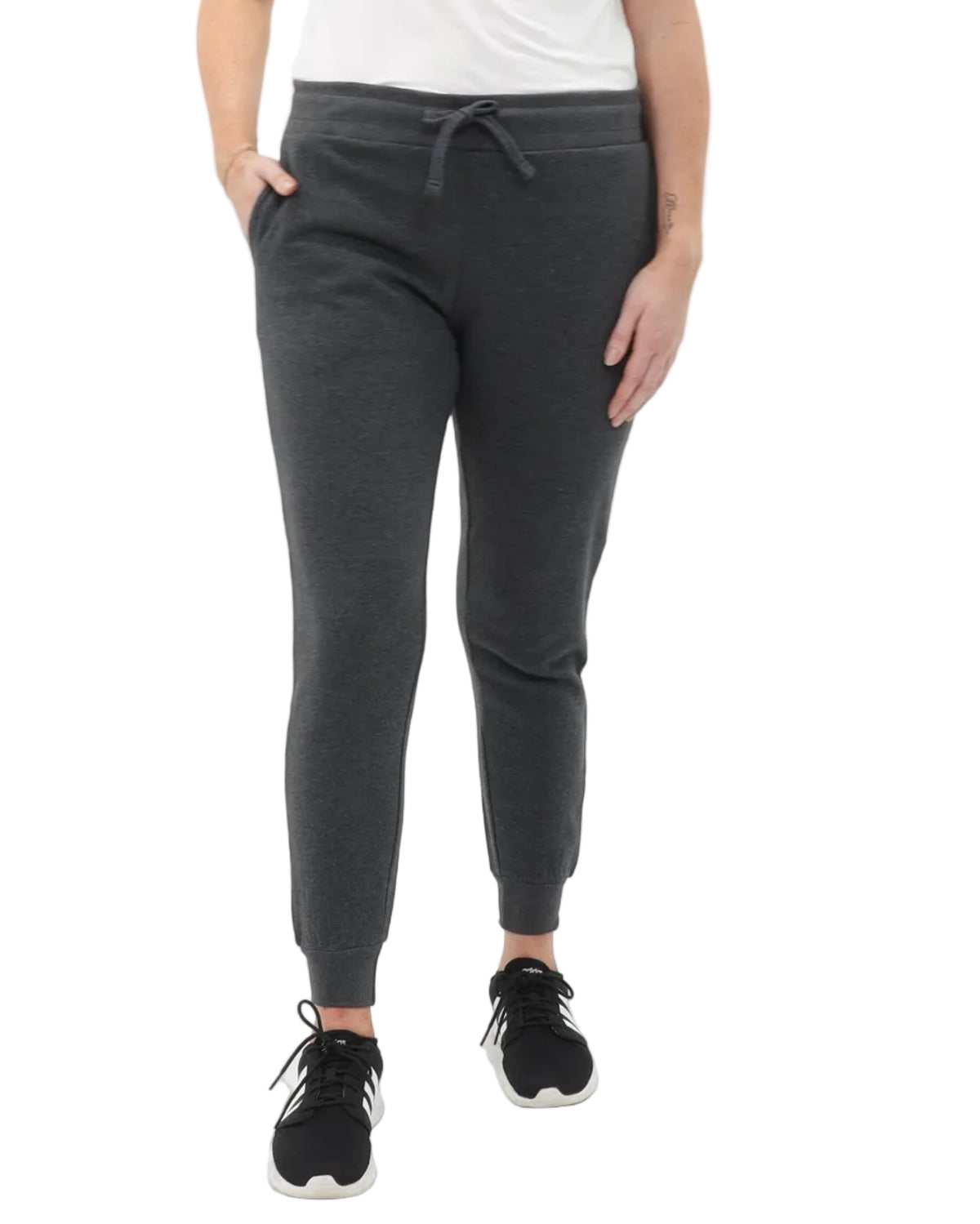 Women's Fleece Sweatpants - Charcoal Heather - Front