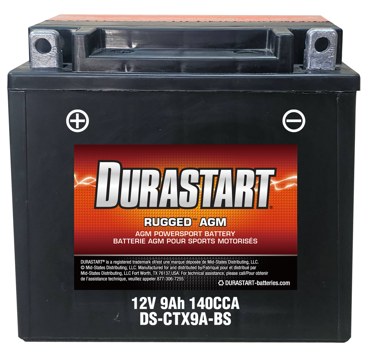 RuggedTM Agm Powersport Battery CTX9A-Bs