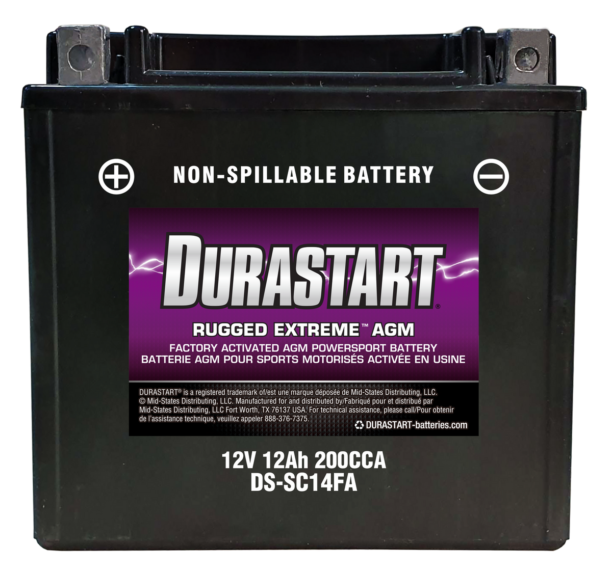 Rugged ExtremeTM Agm Powersport Battery SC14FA