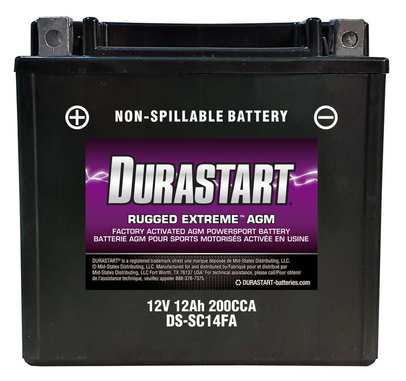 Rugged ExtremeTM Agm Powersport Battery SC14FA