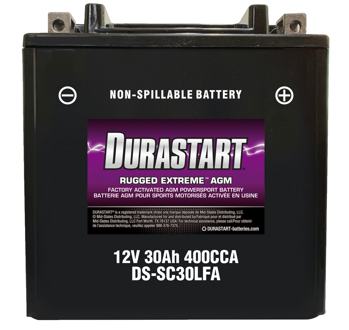 Rugged ExtremeTM Agm Powersport Battery SC30LFA