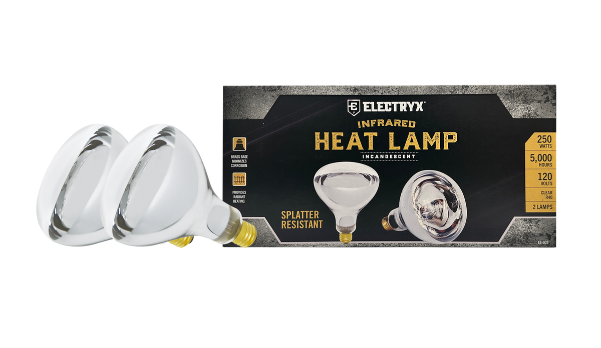 250W Splatter Resistant Infrared Heat Lamp (Clear R40) 2-Pack