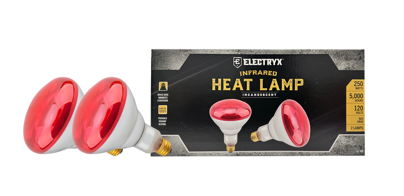 250W Infrared Heat Lamp (Red BR40) 2-Pack