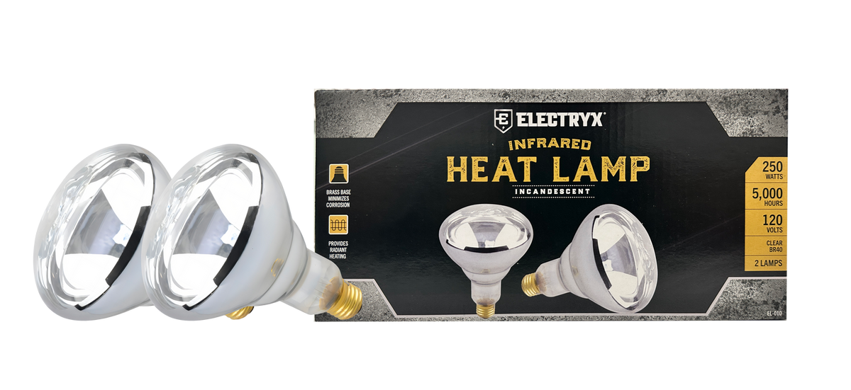 250W Infrared Heat Lamp (Clear BR40) 2-Pack
