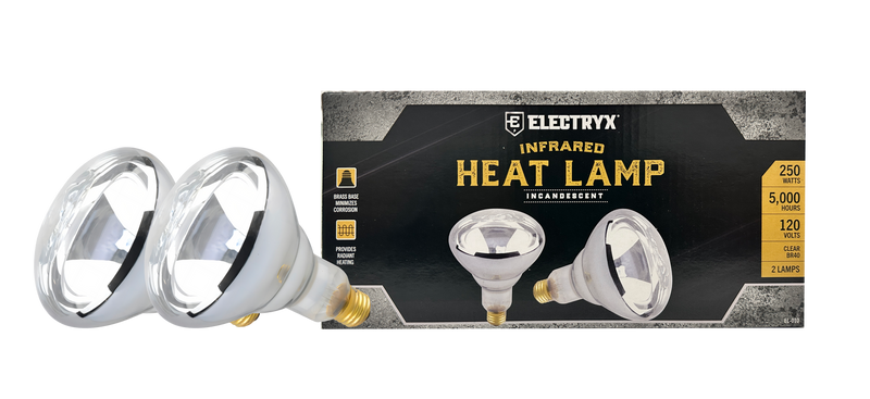 250W Infrared Heat Lamp (Clear BR40) 2-Pack