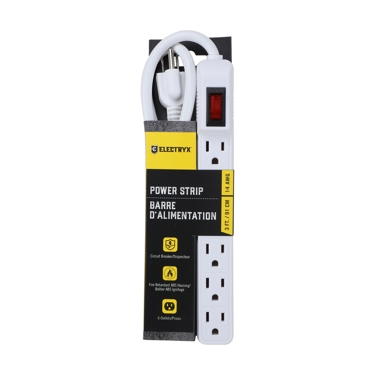 3 FT. 6-Outlets Power Strip with Cord