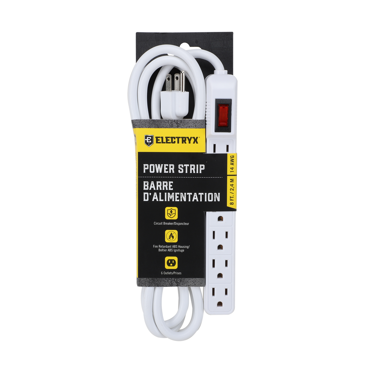 8 FT.  6-Outlets Power Strip with Cord