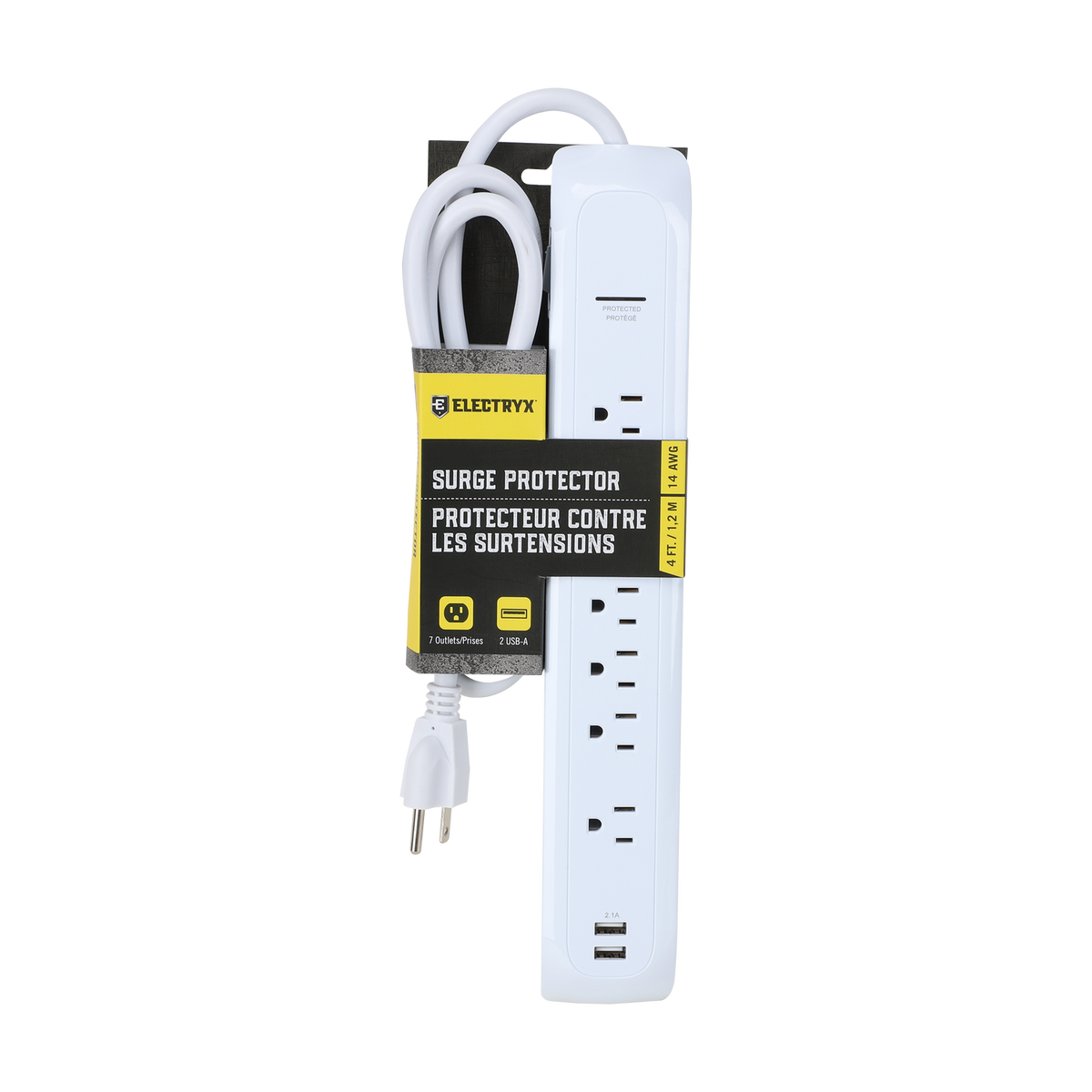 4 FT. 7-Outlets/2-USB Surge Protector Strip with Cord