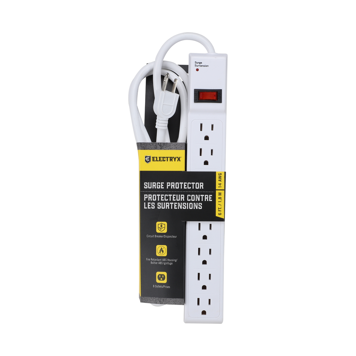 6 FT. 8-Outlets Surge Protector Strip with Cord
