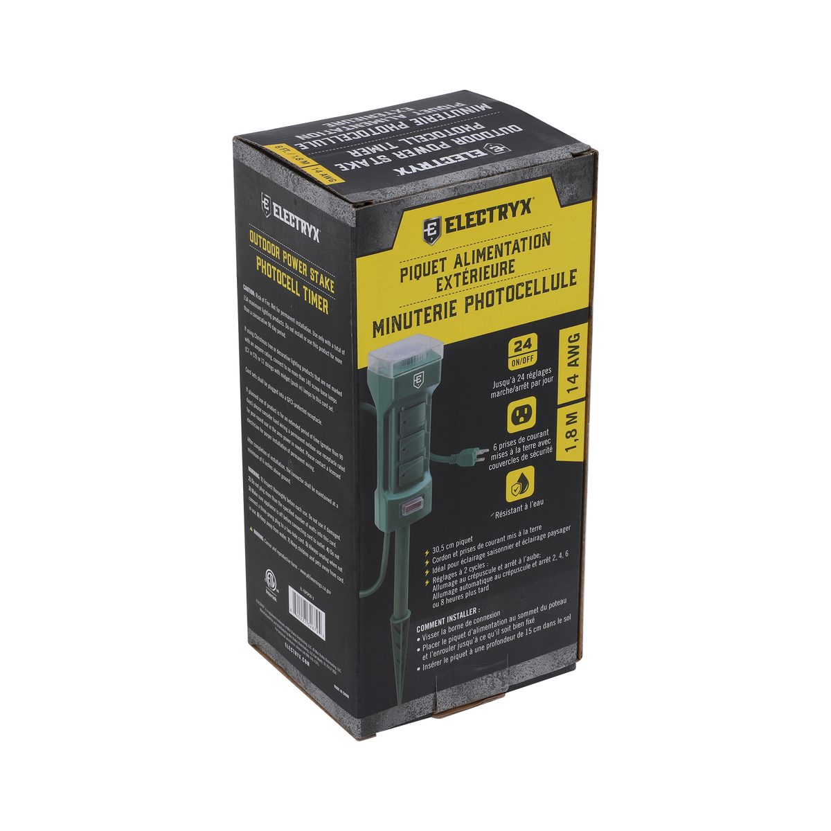 6-Outlets Outdoor Power Stake with Photocell Timer