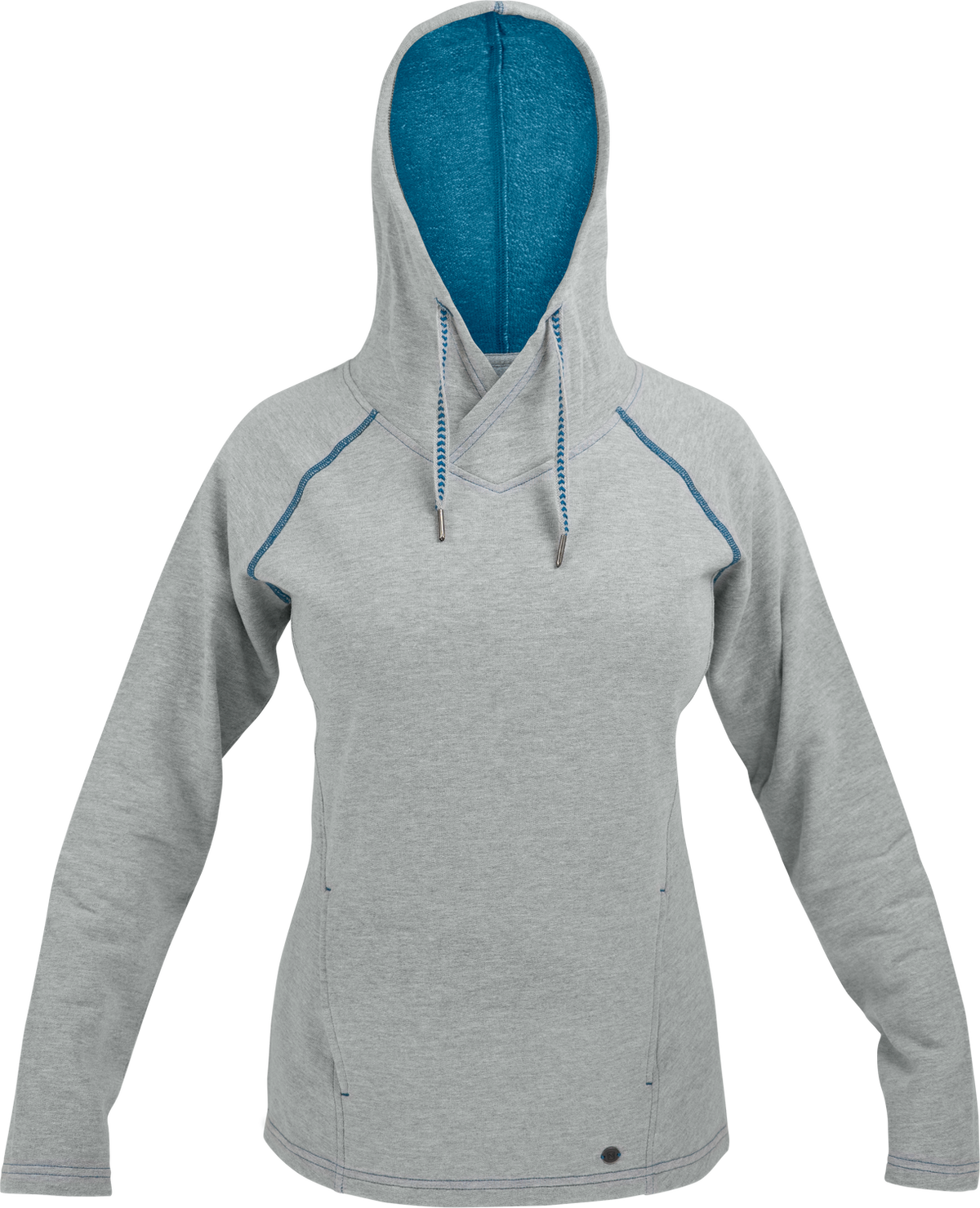 FPJ01043 - 21577 Noble Outfitters Tug-Free Pullover 016 Heather Grey _ Grecian Blue - Front