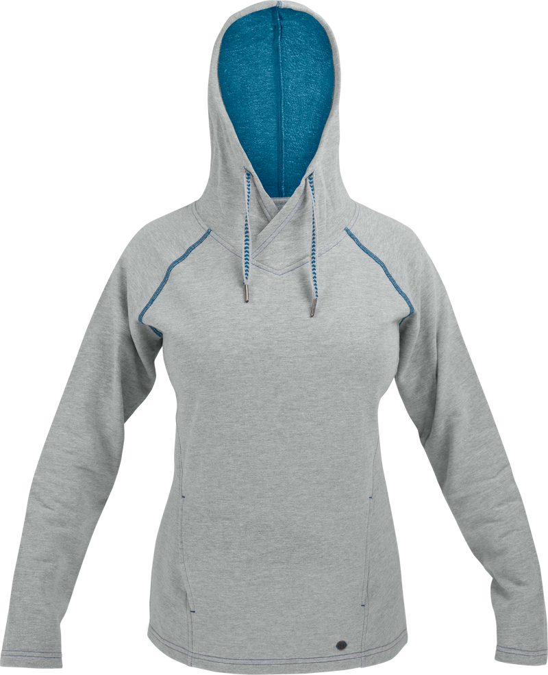 FPJ01043 - 21577 Noble Outfitters Tug-Free Pullover 016 Heather Grey _ Grecian Blue - Front