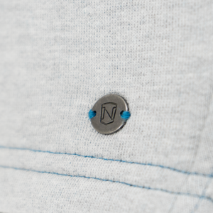 FPJ01047 - 21577 Noble Outfitters Tug-Free Pullover 016 Heather Grey _ Grecian Blue - Detail Close Up