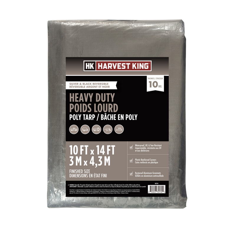 10 FT x 14 FT Silver/Black Reversible Heavy Duty Poly Tarp