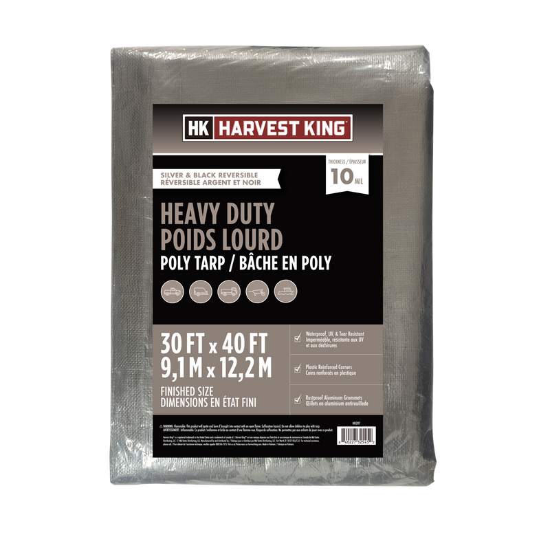30 FT x 40 FT Silver/Black Reversible Heavy Duty Poly Tarp