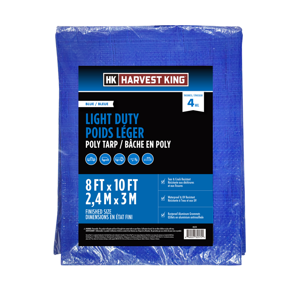 8 FT x 10 FT Blue Light Duty Poly Tarp