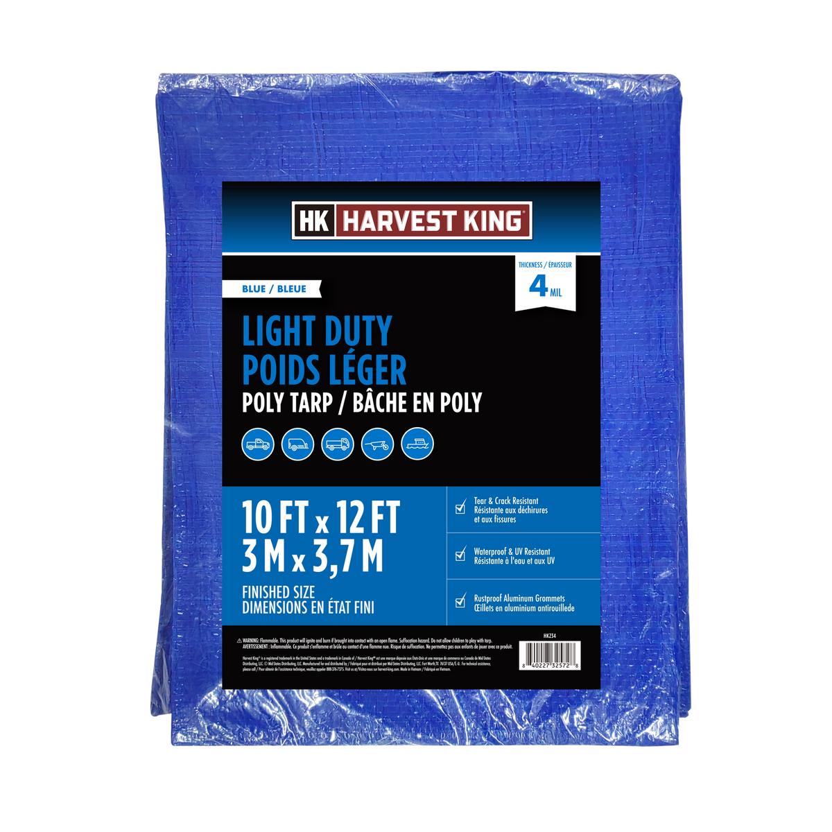10 FT x 12 FT Blue Light Duty Poly Tarp