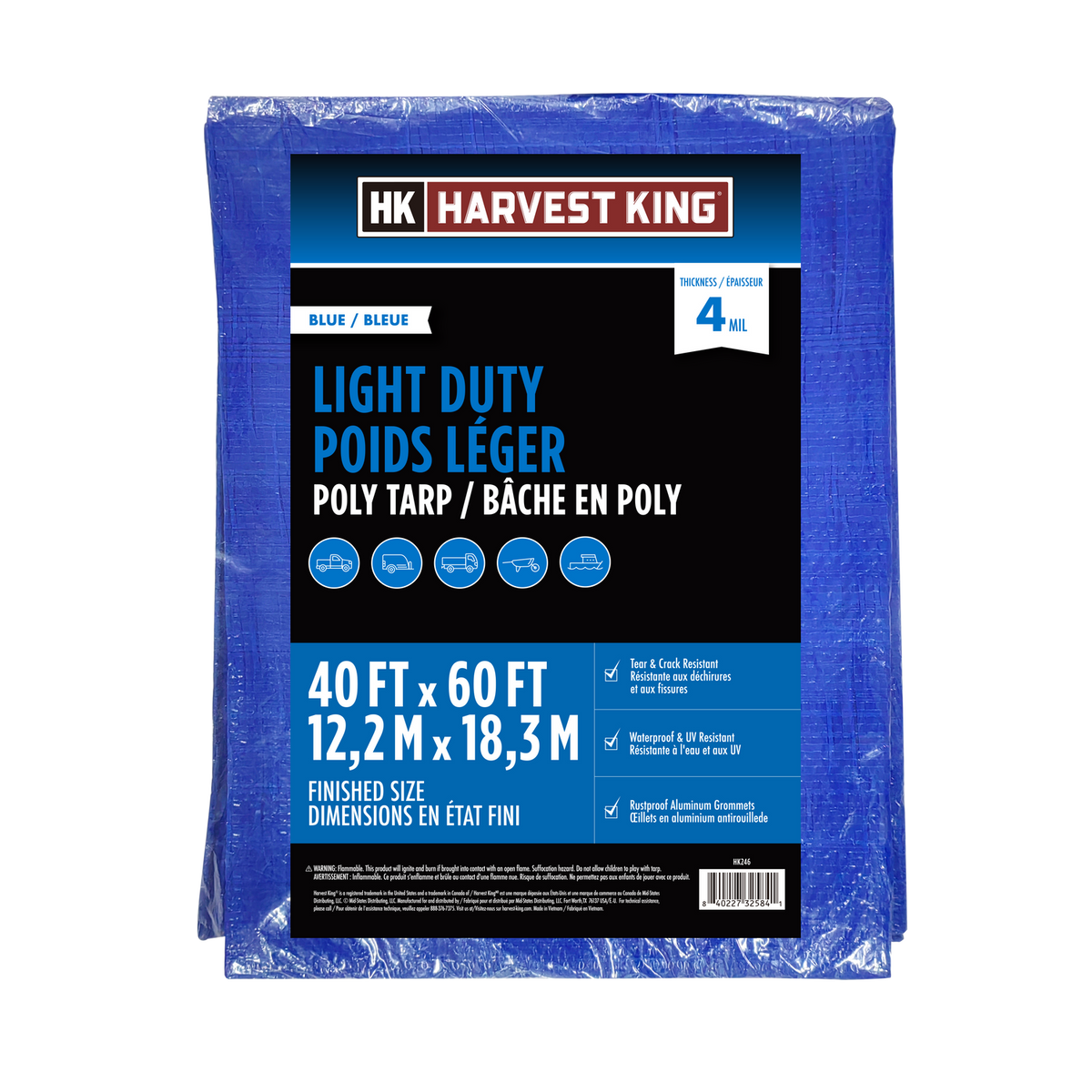 40 FT x 60 FT Blue Light Duty Poly Tarp