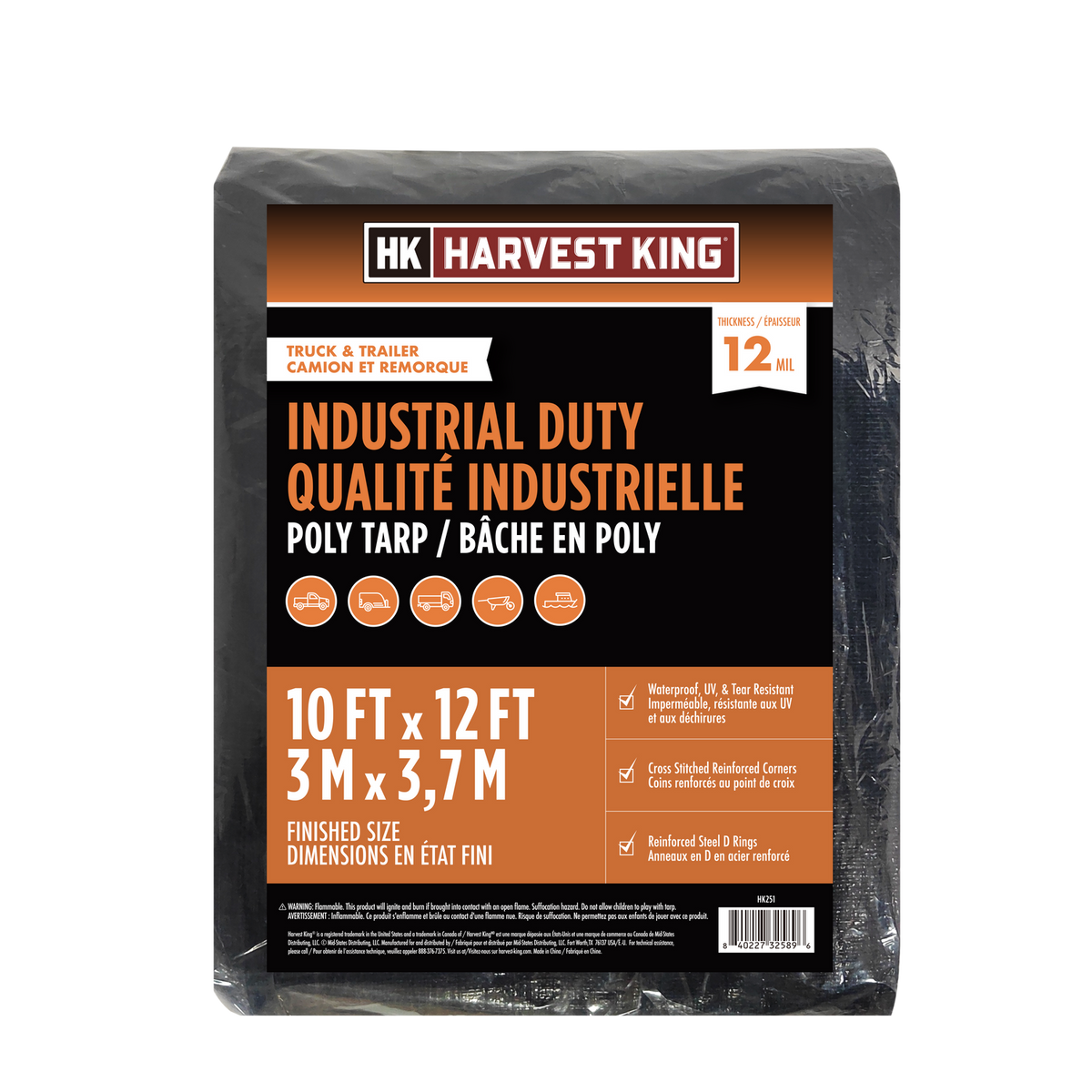 10 FT x 12 FT Industrial Duty Poly Tarp