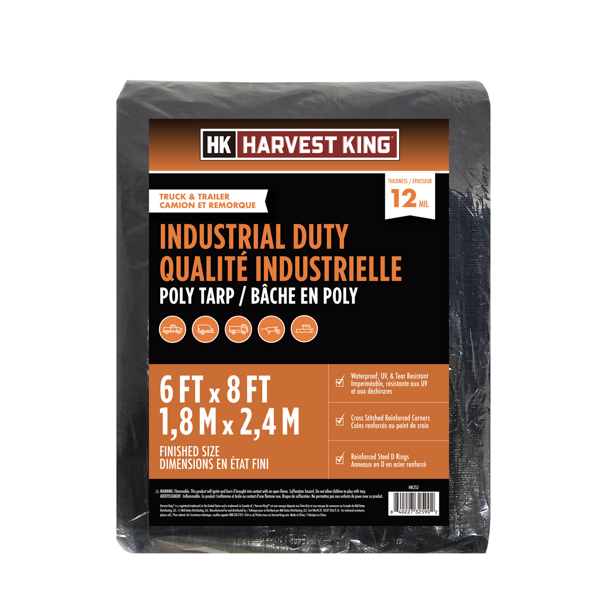 6 FT x 8 FT Industrial Duty Poly Tarp