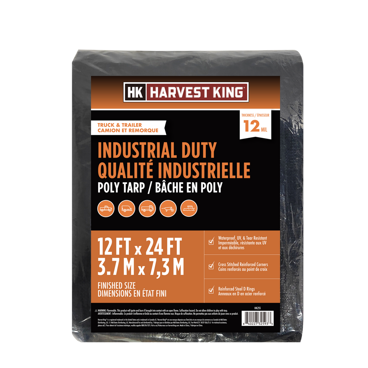 12 FT x 24 FT Industrial Duty Poly Tarp