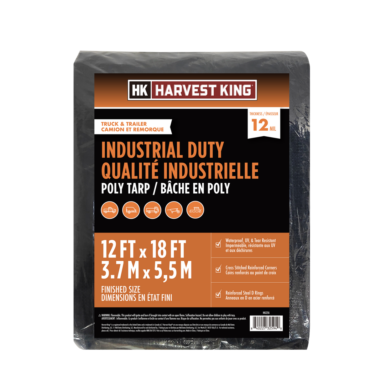12 FT x 18 FT Industrial Duty Poly Tarp