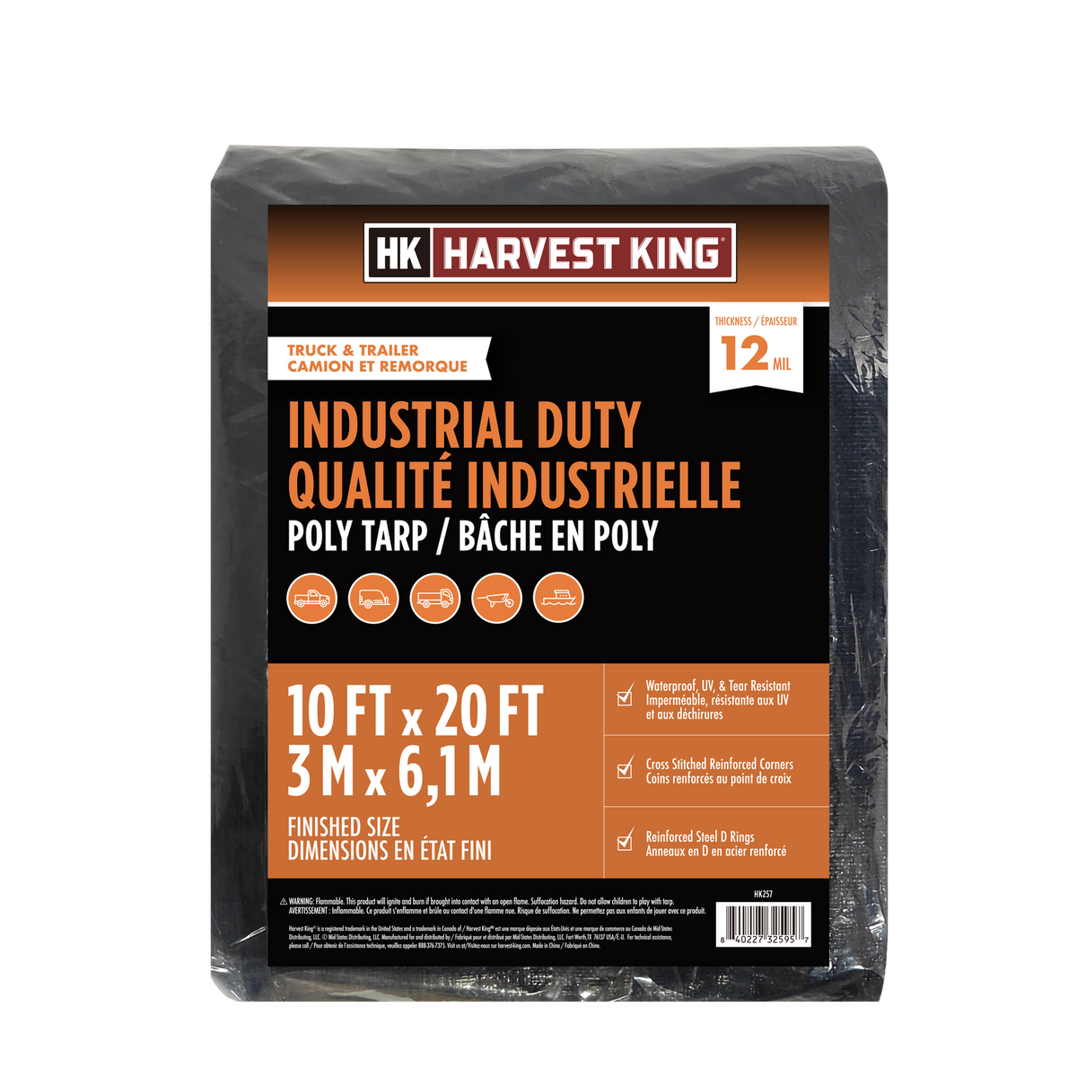 10 FT x 20 FT Industrial Duty Poly Tarp