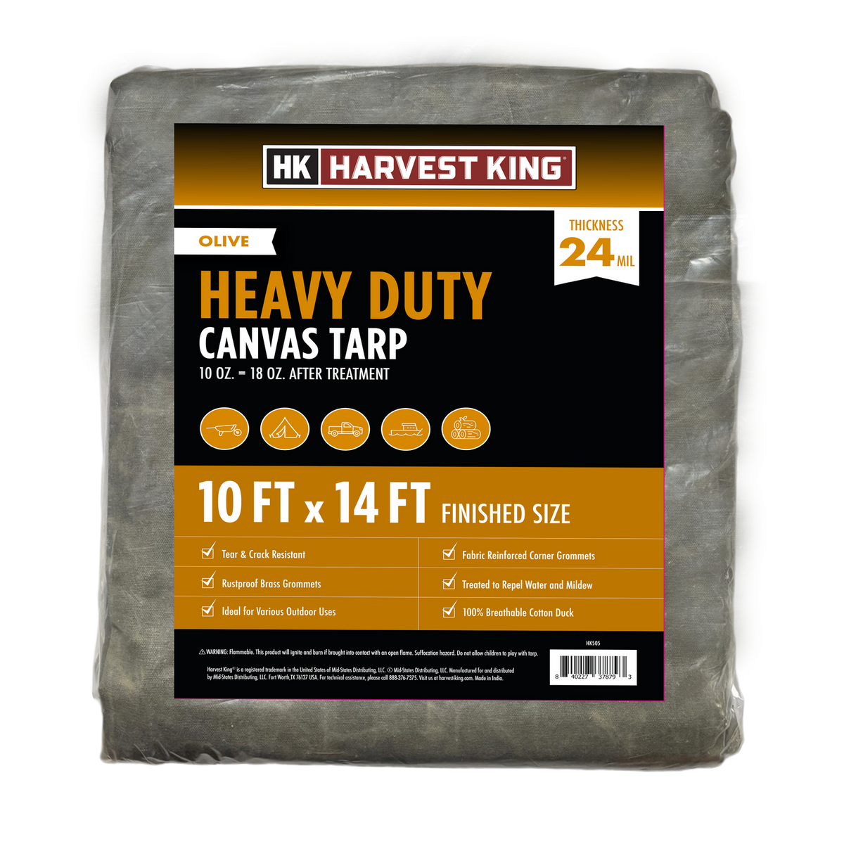 10' x 14' Heavy Duty Canvas Tarp