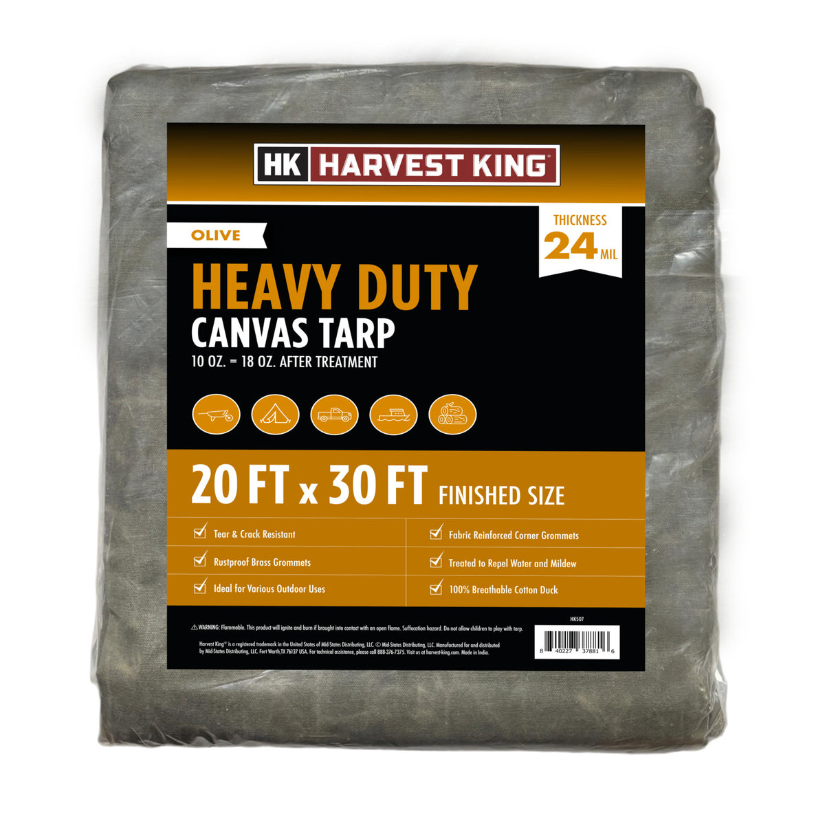 20' x 30' Heavy Duty Canvas Tarp