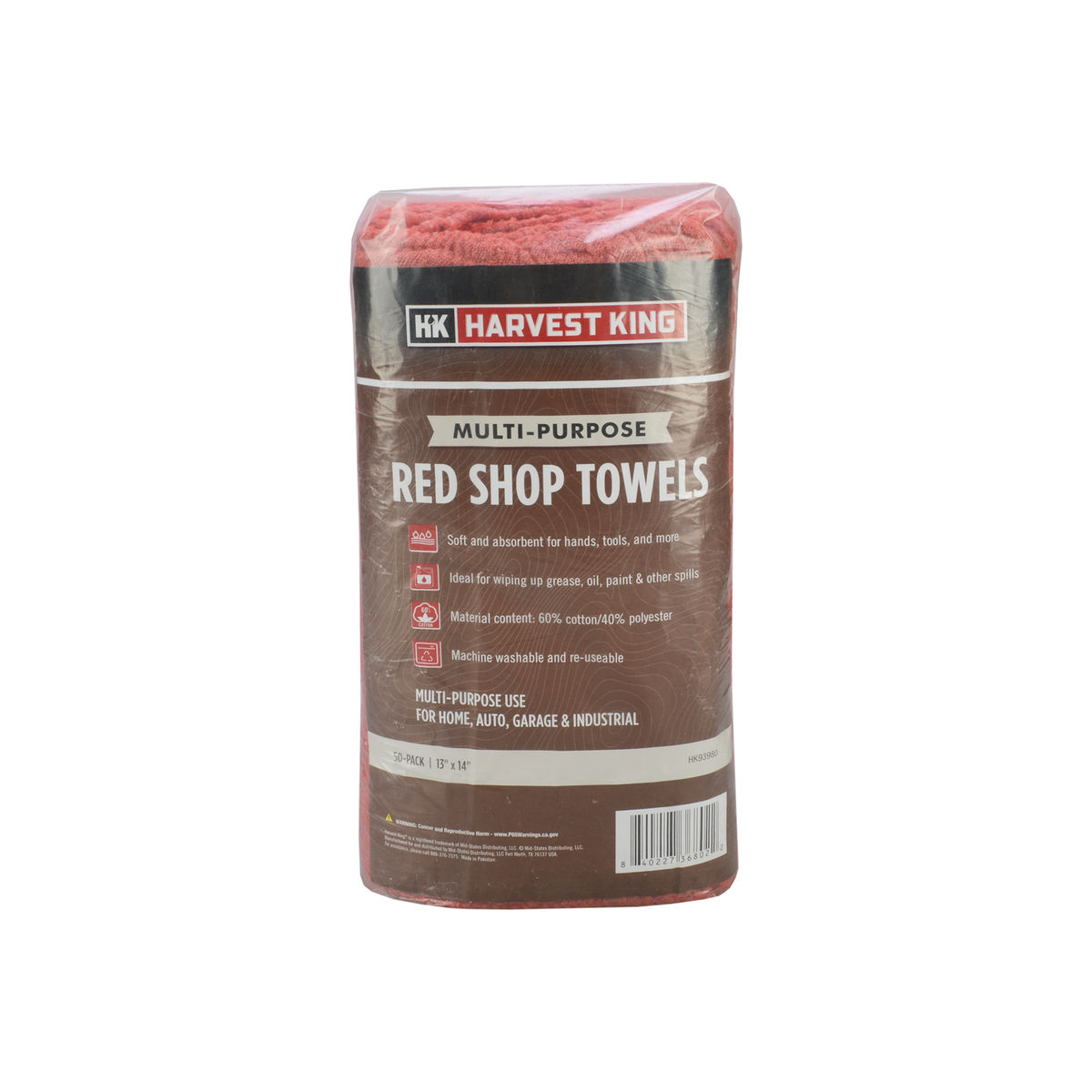 Multi-Purpose Red Shop Towels 50-Pack