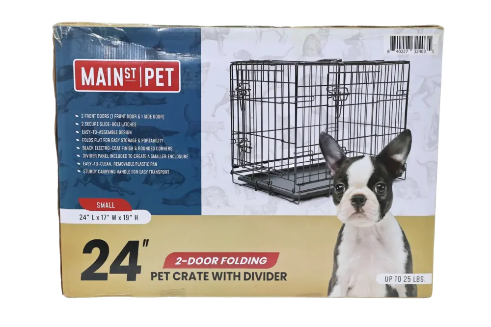Main St. Pet™ 24" 2-Door Folding Pet Crate with Divider