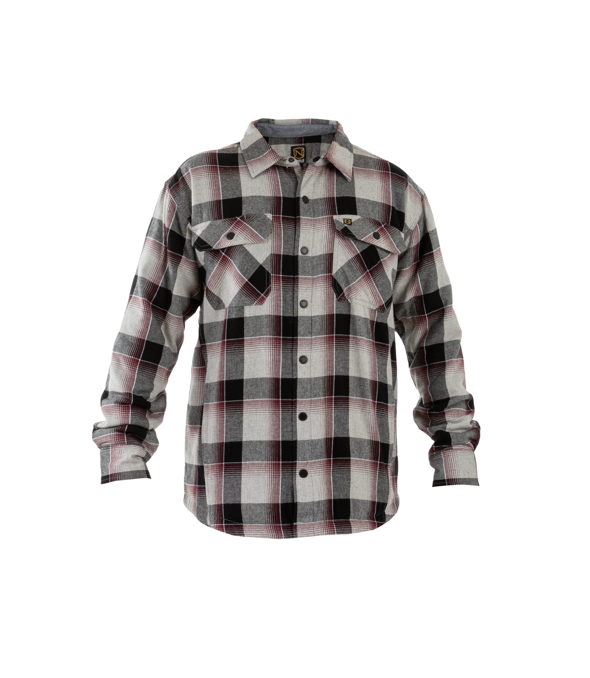 NO-18538-031 Men's Flannel Shirt Jacket Grey Black Plaid