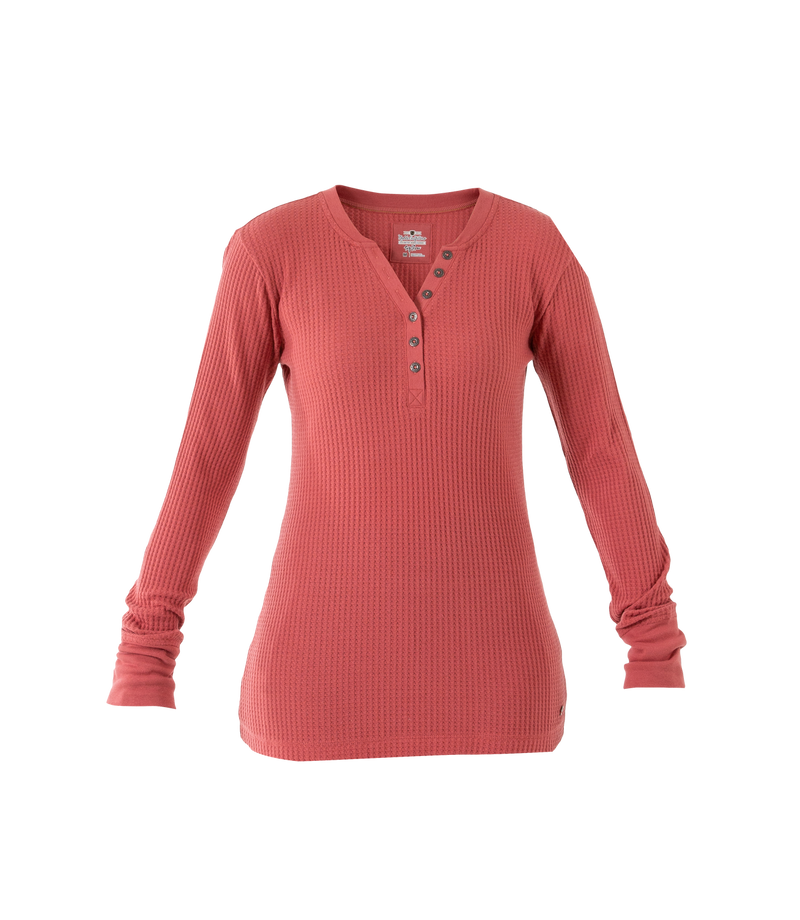 NO-21584-516 Women's Tug-Free Henley Dusty Rose