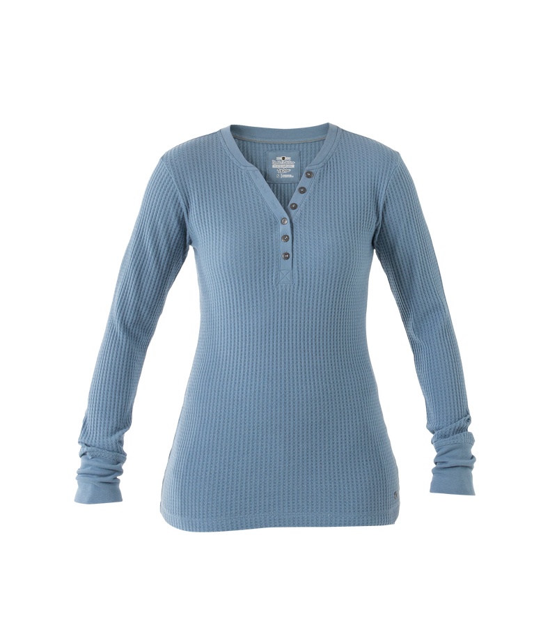 NO-21584-747 Women's Tug-Free Henley Cashmere Blue