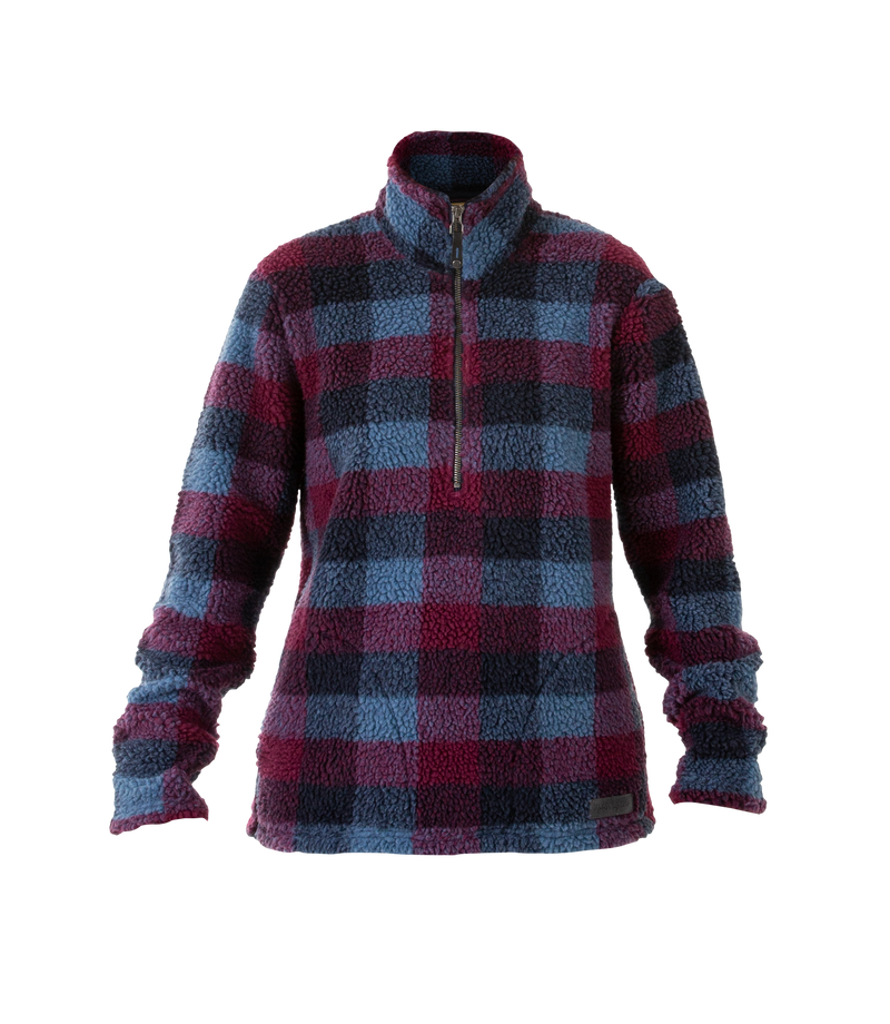 NO-21599-724 Women's Sherpa Pullover Jacket Navy Port Plaid