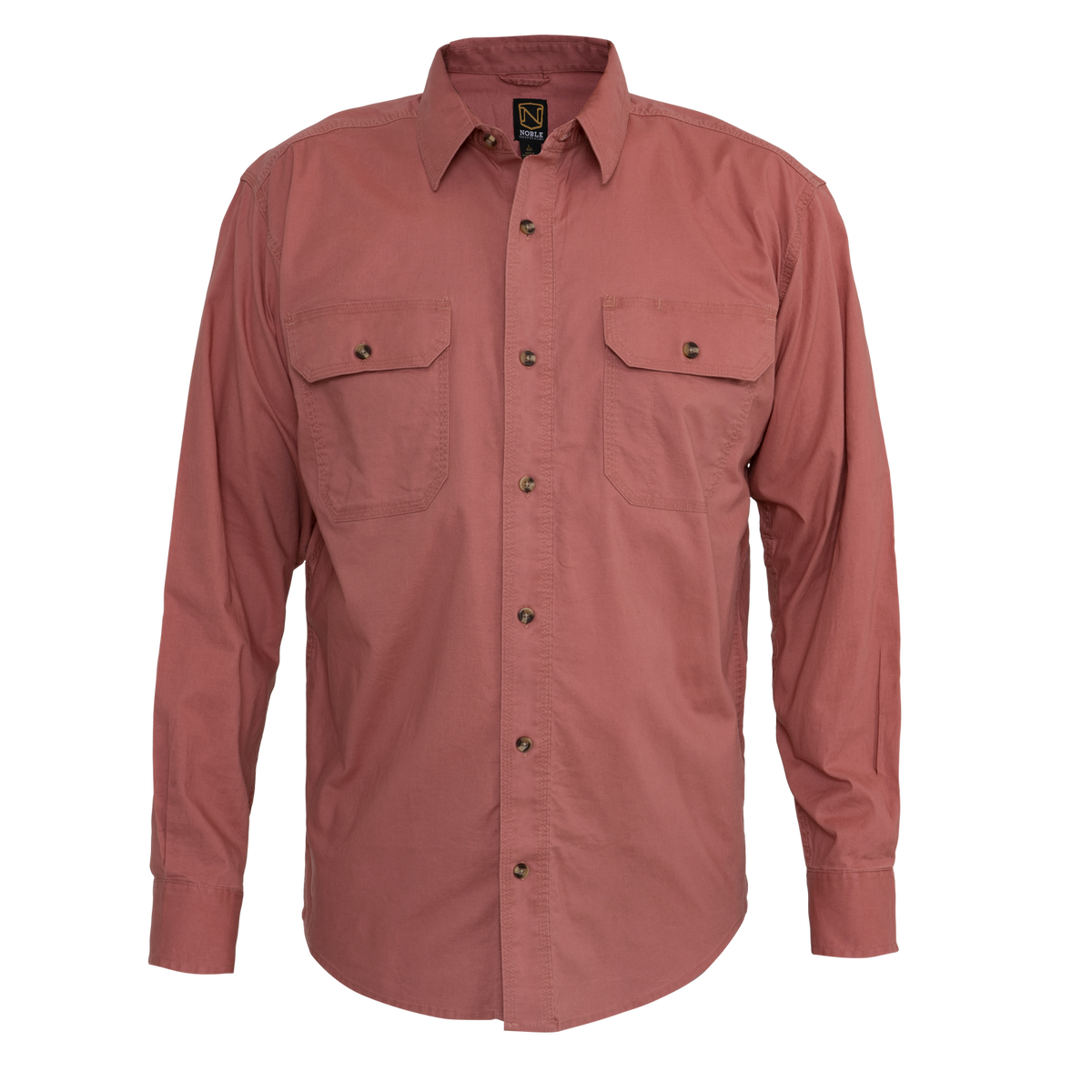 Noble_SP22_MensTops_11049 LS Weathered Work Shirt 123-Clay - Front